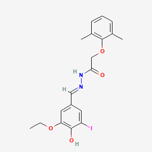 2-(2,6-dimethylphenoxy)-N'-[(E)-(3-ethoxy-4-hydroxy-5-iodophenyl)methylidene]acetohydrazide