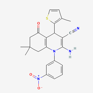 2-Amino-7,7-dimethyl-4-(3-methylthiophen-2-yl)-1-(3-nitrophenyl)-5-oxo-1,4,5,6,7,8-hexahydroquinoline-3-carbonitrile