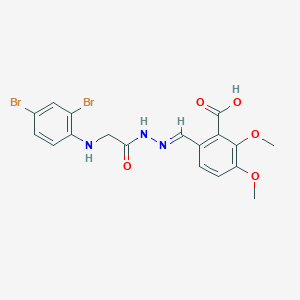 molecular formula C18H17Br2N3O5 B11537975 6-[(E)-({2-[(2,4-Dibromophenyl)amino]acetamido}imino)methyl]-2,3-dimethoxybenzoic acid 