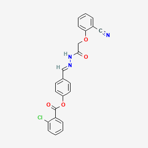 molecular formula C23H16ClN3O4 B11537993 4-[(E)-{2-[(2-cyanophenoxy)acetyl]hydrazinylidene}methyl]phenyl 2-chlorobenzoate 