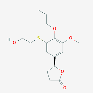 molecular formula C16H22O5S B115380 (S)-5-(3-(2-hydroxyethylthio)-5-methoxy-4-propoxyphenyl)dihydrofuran-2(3H)-one CAS No. 140705-18-6