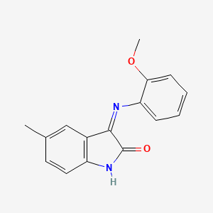 (3Z)-3-[(2-methoxyphenyl)imino]-5-methyl-1,3-dihydro-2H-indol-2-one