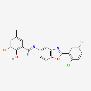 molecular formula C21H13BrCl2N2O2 B11538061 2-bromo-6-[(E)-{[2-(2,5-dichlorophenyl)-1,3-benzoxazol-5-yl]imino}methyl]-4-methylphenol 