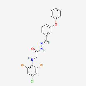 2-[(2,6-Dibromo-4-chlorophenyl)amino]-N'-[(E)-(3-phenoxyphenyl)methylidene]acetohydrazide