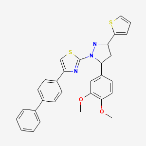 4-(biphenyl-4-yl)-2-[5-(3,4-dimethoxyphenyl)-3-(thiophen-2-yl)-4,5-dihydro-1H-pyrazol-1-yl]-1,3-thiazole