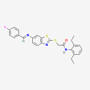 N-(2,6-diethylphenyl)-2-[(6-{[(E)-(4-iodophenyl)methylidene]amino}-1,3-benzothiazol-2-yl)sulfanyl]acetamide