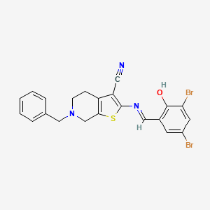 6-Benzyl-2-[(3,5-dibromo-2-hydroxybenzylidene)amino]-4,5,6,7-tetrahydrothieno[2,3-c]pyridine-3-carbonitrile