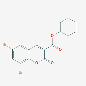 molecular formula C16H14Br2O4 B11538104 cyclohexyl 6,8-dibromo-2-oxo-2H-chromene-3-carboxylate 