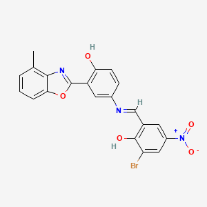 2-bromo-6-[(E)-{[4-hydroxy-3-(4-methyl-1,3-benzoxazol-2-yl)phenyl]imino}methyl]-4-nitrophenol