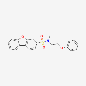 molecular formula C21H19NO4S B11538124 N-methyl-N-(2-phenoxyethyl)dibenzo[b,d]furan-3-sulfonamide 