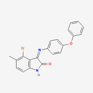 molecular formula C21H15BrN2O2 B11538129 4-Bromo-5-methyl-3-(4-phenoxyanilino)indol-2-one 