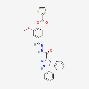 4-[(E)-{2-[(5,5-diphenyl-4,5-dihydro-1H-pyrazol-3-yl)carbonyl]hydrazinylidene}methyl]-2-methoxyphenyl thiophene-2-carboxylate