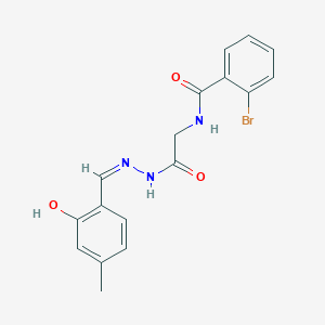 molecular formula C17H16BrN3O3 B11538169 2-Bromo-N-({N'-[(Z)-(2-hydroxy-4-methylphenyl)methylidene]hydrazinecarbonyl}methyl)benzamide 