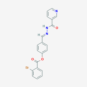 molecular formula C20H14BrN3O3 B11538173 4-(2-(3-Pyridinylcarbonyl)carbohydrazonoyl)phenyl 2-bromobenzoate CAS No. 339259-35-7