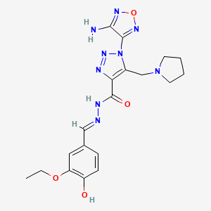 1-(4-amino-1,2,5-oxadiazol-3-yl)-N'-[(E)-(3-ethoxy-4-hydroxyphenyl)methylidene]-5-(pyrrolidin-1-ylmethyl)-1H-1,2,3-triazole-4-carbohydrazide