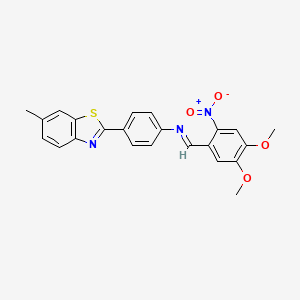 N-[(E)-(4,5-dimethoxy-2-nitrophenyl)methylidene]-4-(6-methyl-1,3-benzothiazol-2-yl)aniline