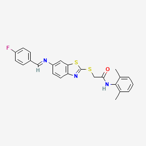 N-(2,6-dimethylphenyl)-2-[(6-{[(E)-(4-fluorophenyl)methylidene]amino}-1,3-benzothiazol-2-yl)sulfanyl]acetamide