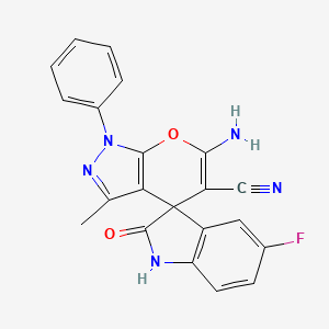 6'-amino-5-fluoro-3'-methyl-2-oxo-1'-phenyl-1,2-dihydro-1'H-spiro[indole-3,4'-pyrano[2,3-c]pyrazole]-5'-carbonitrile