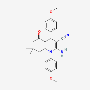 molecular formula C26H27N3O3 B11538224 2-Amino-1,4-bis(4-methoxyphenyl)-7,7-dimethyl-5-oxo-1,4,5,6,7,8-hexahydroquinoline-3-carbonitrile 