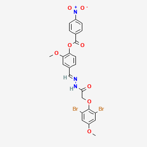 molecular formula C24H19Br2N3O8 B11538238 4-[(E)-{2-[(2,6-dibromo-4-methoxyphenoxy)acetyl]hydrazinylidene}methyl]-2-methoxyphenyl 4-nitrobenzoate 