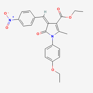 molecular formula C23H22N2O6 B11538308 ethyl (4Z)-1-(4-ethoxyphenyl)-2-methyl-4-(4-nitrobenzylidene)-5-oxo-4,5-dihydro-1H-pyrrole-3-carboxylate 