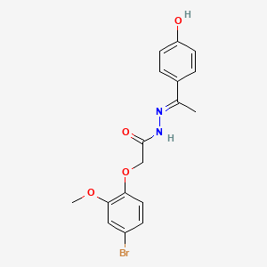 molecular formula C17H17BrN2O4 B11538317 2-(4-bromo-2-methoxyphenoxy)-N'-[(1E)-1-(4-hydroxyphenyl)ethylidene]acetohydrazide 