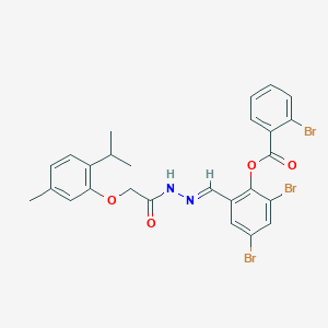 2,4-dibromo-6-[(E)-(2-{[5-methyl-2-(propan-2-yl)phenoxy]acetyl}hydrazinylidene)methyl]phenyl 2-bromobenzoate