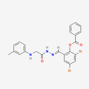 molecular formula C23H19Br2N3O3 B11538323 2,4-Dibromo-6-[(E)-({2-[(3-methylphenyl)amino]acetamido}imino)methyl]phenyl benzoate 