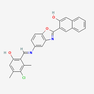 3-(5-{[(E)-(3-chloro-6-hydroxy-2,4-dimethylphenyl)methylidene]amino}-1,3-benzoxazol-2-yl)naphthalen-2-ol