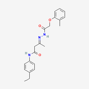 (3E)-N-(4-ethylphenyl)-3-{2-[(2-methylphenoxy)acetyl]hydrazinylidene}butanamide