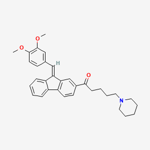 molecular formula C32H35NO3 B11538356 1-[(9E)-9-(3,4-dimethoxybenzylidene)-9H-fluoren-2-yl]-5-(piperidin-1-yl)pentan-1-one 