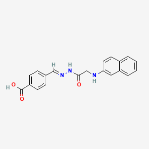 molecular formula C20H17N3O3 B11538403 4-((E)-{[(2-naphthylamino)acetyl]hydrazono}methyl)benzoic acid 