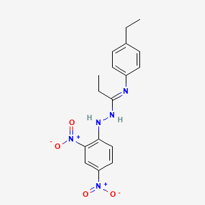 molecular formula C17H19N5O4 B11538476 (1E)-N'-(2,4-dinitrophenyl)-N-(4-ethylphenyl)propanehydrazonamide 