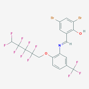 2,4-dibromo-6-[(E)-({2-[(2,2,3,3,4,4,5,5-octafluoropentyl)oxy]-5-(trifluoromethyl)phenyl}imino)methyl]phenol