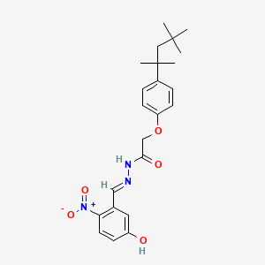 molecular formula C23H29N3O5 B11538506 N'-[(E)-(5-hydroxy-2-nitrophenyl)methylidene]-2-[4-(2,4,4-trimethylpentan-2-yl)phenoxy]acetohydrazide 