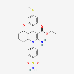 Ethyl 2-amino-4-[4-(methylsulfanyl)phenyl]-5-oxo-1-(4-sulfamoylphenyl)-1,4,5,6,7,8-hexahydroquinoline-3-carboxylate