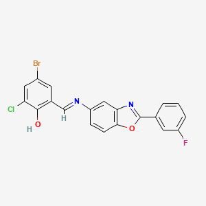 4-bromo-2-chloro-6-[(E)-{[2-(3-fluorophenyl)-1,3-benzoxazol-5-yl]imino}methyl]phenol