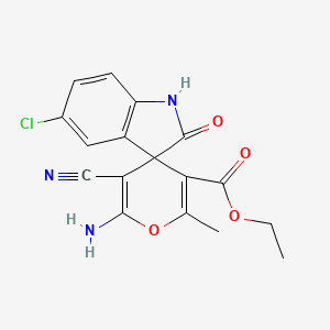 Ethyl 6'-amino-5-chloro-5'-cyano-2'-methyl-2-oxo-1,2-dihydrospiro[indole-3,4'-pyran]-3'-carboxylate