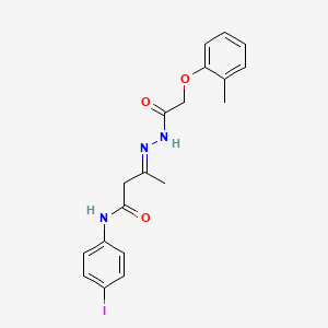 (3E)-N-(4-iodophenyl)-3-{2-[(2-methylphenoxy)acetyl]hydrazinylidene}butanamide