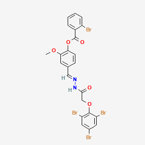 molecular formula C23H16Br4N2O5 B11538570 2-methoxy-4-[(E)-{2-[(2,4,6-tribromophenoxy)acetyl]hydrazinylidene}methyl]phenyl 2-bromobenzoate 