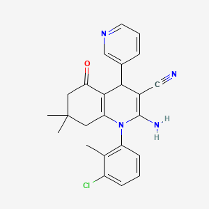 molecular formula C24H23ClN4O B11538578 2-Amino-1-(3-chloro-2-methylphenyl)-7,7-dimethyl-5-oxo-4-(pyridin-3-yl)-1,4,5,6,7,8-hexahydroquinoline-3-carbonitrile CAS No. 311324-62-6