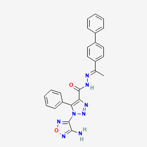 molecular formula C25H20N8O2 B11538609 1-(4-amino-1,2,5-oxadiazol-3-yl)-N'-[(1E)-1-(biphenyl-4-yl)ethylidene]-5-phenyl-1H-1,2,3-triazole-4-carbohydrazide 