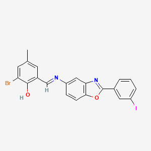 2-bromo-6-[(E)-{[2-(3-iodophenyl)-1,3-benzoxazol-5-yl]imino}methyl]-4-methylphenol