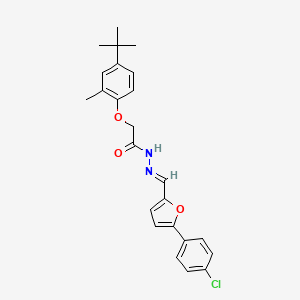 molecular formula C24H25ClN2O3 B11538672 2-(4-Tert-butyl-2-methylphenoxy)-N'-[(E)-[5-(4-chlorophenyl)furan-2-YL]methylidene]acetohydrazide 