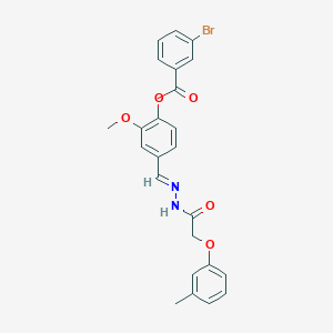 [2-methoxy-4-[(E)-[[2-(3-methylphenoxy)acetyl]hydrazinylidene]methyl]phenyl] 3-bromobenzoate