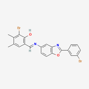 2-bromo-6-[(E)-{[2-(3-bromophenyl)-1,3-benzoxazol-5-yl]imino}methyl]-3,4-dimethylphenol