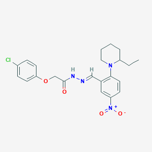 2-(4-Chlorophenoxy)-N'-[(E)-[2-(2-ethylpiperidin-1-YL)-5-nitrophenyl]methylidene]acetohydrazide