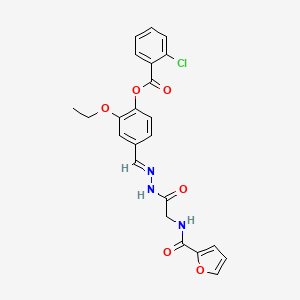 2-ethoxy-4-[(E)-(2-{[(furan-2-ylcarbonyl)amino]acetyl}hydrazinylidene)methyl]phenyl 2-chlorobenzoate (non-preferred name)