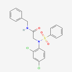 molecular formula C21H18Cl2N2O3S B11538735 N-Benzyl-2-[N-(2,4-dichlorophenyl)benzenesulfonamido]acetamide 