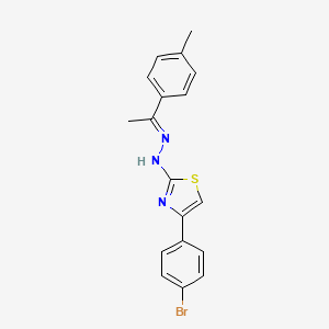 molecular formula C18H16BrN3S B11538760 1-(4-Methylphenyl)-1-ethanone 1-[4-(4-bromophenyl)-1,3-thiazol-2-yl]hydrazone 